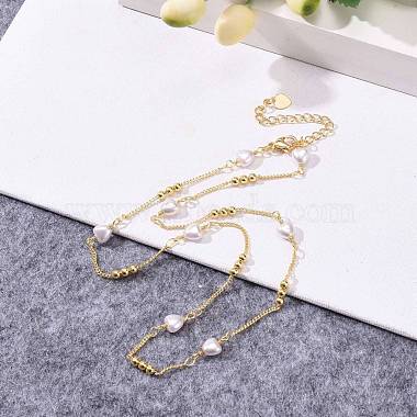 Heart Glass Beaded Chain Necklaces(NJEW-JN03394)-5