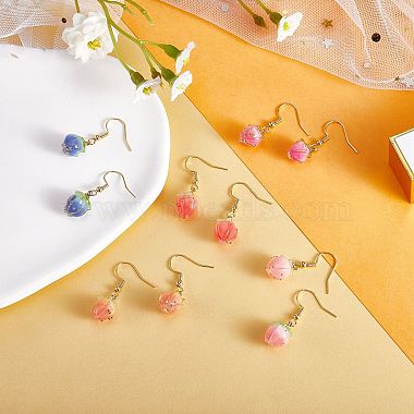 3D Resin Flower Dangle Earrings(EJEW-SW00019-01)-5