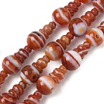 Natural Banded Agate 3-Hole Guru Bead Strands, for Buddhist Jewelry Making, T-Drilled Beads, Dyed & Heated, 16.5~18mm, Hole: 2~3mm, 2pcs/set, 10sets/strand, 6.5 inch(G-K149-57)