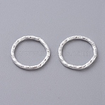 Iron Closed Jump Rings, Textured Round, Silver, 10x1.2mm, 17 Gauge, about 2000pcs/set(IFIN-D086-06-S)