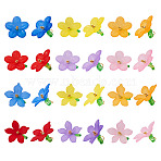 48Pcs 12 Styles Frosted Acrylic Pendants, with Iron Loops, Flower, Mixed Color, 20x12mm, Hole: 2mm, 4pcs/style(PALLOY-TA0002-52)