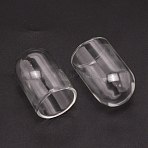 Mini Handmade Blown Glass Cover, for DIY Clear Glass Bottle/Wind Chime Making, Column, Clear, 36~38x25mm; Inner Diameter: 21.6mm(AJEW-WH0244-06)
