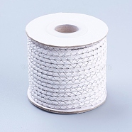 Round Braided Cowhide Cords, White, 3mm, about 10.93 yards(10m)/roll(WL-L009-01J)