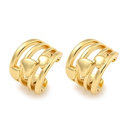 Brass Cuff Earrings, Heart, Real 18K Gold Plated, 13x11mm(EJEW-C104-147G)