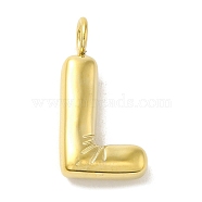 304 Stainless Steel Pendants, Real 14K Gold Plated, Letter Charm, Letter L, 24x12.5x5mm, Hole: 4mm(STAS-K263-47G-L)