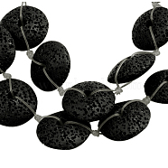 Gemstone Beads Strands, Rondelle Natural Lava Rock Beads, Dyed, Black, 20x8~10mm, Hole: 3mm, about 18pcs/strand, 15.5 inch(G922-11)