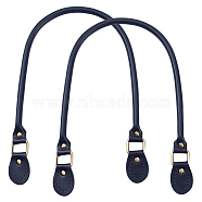 Leather Bag Handles, with Alloy Clasps, for Bag Straps Replacement Accessories, Brushed Antique Bronze, Marine Blue, 615x14x10mm(FIND-PH0015-45B)