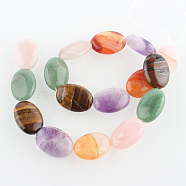 Natural Mixed Gemstone Oval Bead Strands, 25x18x8mm, Hole: 1mm, about 16pcs/strand, 15.75 inch(G-E221-01)