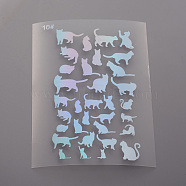Waterproof Transparent Plastic Stickers, Laser Effect Decorative Stickers, Filling Material for Resin Art, Cat Pattern, 150x110x0.1mm(X-DIY-E015-27L)
