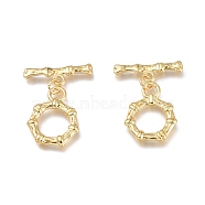 Brass Toggle Clasps, with Jump Rings, Long-Lasting Plated, Polygon, Real 18K Gold Plated, Bar: 20.7x7x2.2mm, Hole: 1.8mm, Polygon: 19.5x15.5x2.5mm, Hole: 3mm(KK-Q764-06G)