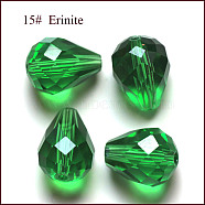 Imitation Austrian Crystal Beads, Grade AAA, Faceted, Drop, Green, 6x8mm, Hole: 0.7~0.9mm(SWAR-F062-8x6mm-15)