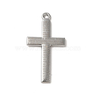 Alloy Pendants, Cross with Word, Platinum, 49x25.5x2mm, Hole: 2.5mm(FIND-G067-14P)