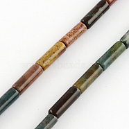 Natural Indian Agate Beads Strands, Tube, Colorful, 13x4~5mm, Hole: 1mm, about 27~30pcs/strand, 15.3 inch(X-G-R181-03)
