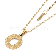 Ion Plating(IP) Initial Letter 304 Stainless Steel Pendant Necklaces, Real 18K Gold Plated, Letter O, 15.87 inch(40.3cm), Pendant: about 16.5x13.5mm(NJEW-M199-01G-O)