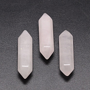Faceted Natural Rose Quartz Beads, Healing Stones, Reiki Energy Balancing Meditation Therapy Wand, Double Terminated Point, for Wire Wrapped Pendants Making, No Hole/Undrilled, 35x9x9mm(G-K008-35mm-01)