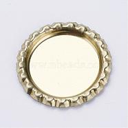Iron Cabochon Settings, Planish Beer Bottle Cap, Flat Round, Golden, Tray: 26mm, 34x3mm(IFIN-G067-08G)