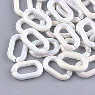 Acrylic Imitation Pearl Linking Rings, Quick Link Connectors, For Jewelry Chains Making, AB Color, Oval, Seashell Color, 39.5x24x6.5mm(OACR-S024-36C)