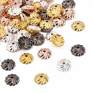 Brass Flower Bead Caps, Mixed Color, 7x2mm, Hole: 1mm, about 100pcs/10g(X-KK-O043-02)