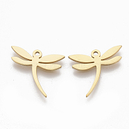 201 Stainless Steel Pendants, Dragonfly, Golden, 15x17x1mm, Hole: 1.4mm(STAS-S079-122G)