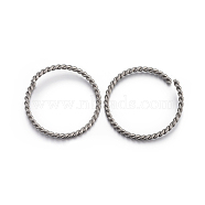 304 Stainless Steel Jump Rings, Open Jump Rings, Twisted, Stainless Steel Color, 21.5~22x1.5mm, Inner Diameter: 19~20mm(STAS-F191-11P-D)