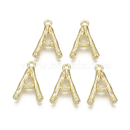 Alloy Pendants, Cadmium Free & Nickel Free & Lead Free, Bamboo Initial Letter, Real 18K Gold Plated, Letter.A, A:17x12x3mm, Hole: 1.5mm(PALLOY-S137-001A-NR)