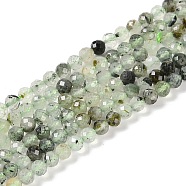 Natural Prehnite Beads Strands, Faceted, Round, 4~4.5mm, Hole: 0.7mm, about 88~107pcs/strand, 14.80~15.59''(37.6~39.6cm)(G-G139-A17-03)