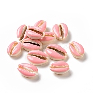 Natural Cowrie Shell Beads, with Enamel, No Hole/Undrilled, Pink, 21.5x14x8mm(SHEL-XCP0001-06)
