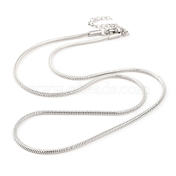 201 Stainless Steel Round Snake Chain Necklaces for Women, Stainless Steel Color, 18.54 inch(47.1cm), 2mm wide(NJEW-G140-06D-P-1)