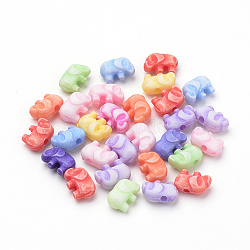 Craft Style Acrylic Beads, Elephant, Mixed Color, 6x9x4.5mm, Hole: 1.5mm, about 3550pcs/500g(MACR-T004-04)