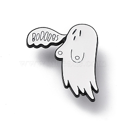 Halloween Ghost Enamel Pin, Electrophoresis Black Alloy Brooch for Backpack Clothes, White, 34x31x1.6mm(JEWB-Q027-01EB-02)