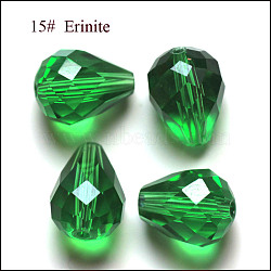 Imitation Austrian Crystal Beads, Grade AAA, K9 Glass, Faceted, Drop, Green, 6x8mm, Hole: 0.7~0.9mm(SWAR-F062-8x6mm-15)