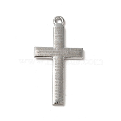 Alloy Pendants, Cross with Word, Platinum, 49x25.5x2mm, Hole: 2.5mm(FIND-G067-14P)