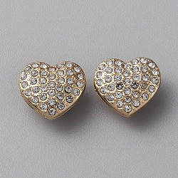 1-Hole Alloy Rhinestone Shank Buttons, Heart, Light Gold, 12x13x7mm, Hole: 2mm(BUTT-WH0027-38KCG)