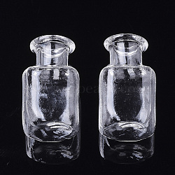 Handmade Blown Glass Globe Cover, For Bottle Pendant Making, Clear, 25x14~14.5x14~14.5mm, Half Hole: 6~6.5mm, Bottle Capacity: 2.4ml(0.08 fl. oz)(X-BLOW-T001-09)
