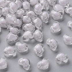 Transparent Acrylic Beads, Bead in Bead, Heart, Lavender Blush, 13x17x9.5mm, Hole: 2.5mm, about 420pcs/500g(TACR-S152-08A-06)
