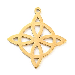 304 Stainless Steel Pendants, Laser Cut, Witches Knot Wiccan Symbol Charm, Golden, 27x25x1mm, Hole: 1.4mm(STAS-P330-03G)
