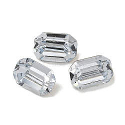 Glass Rhinestone Cabochons, Flat Back & Back Plated, Faceted, Recctangle, Light Sapphire, 6x4x3mm(RGLA-L029-18A-211)