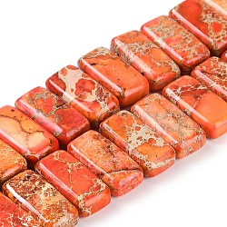 Natural Imperial Jasper Beads Strands, Dyed, Rectangle, Orange Red, 20.5x10.5x6mm, Hole: 1.1mm, about 20pcs/strand, 8.07 inch(20.5cm)(G-L604-F01-01J)