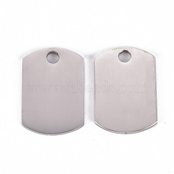 Non-Tarnish 201 Stainless Steel Pendants, Laser Cut, Stamping Blank Tag, Rectangle, Stainless Steel Color, 21.5x15x1mm, Hole: 3mm(STAS-Q238-021)