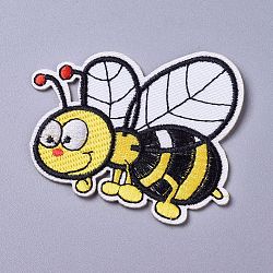 Computerized Embroidery Cloth Iron on/Sew on Patches, Costume Accessories, Appliques, Bees, Yellow, 62.5x72.5x1.5mm(DIY-I016-36)