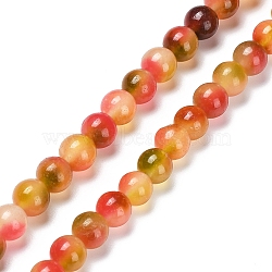 Faceted Rondelle Dyed Natural White Jade Bead Strands, Round, Red, 8mm, Hole: 1mm, about 47pcs/strand, 14.29''(36.3cm)(G-D073-01A)