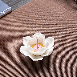 Porcelain Incense Burners, Lotus with Leaf Incense Holders, Home Office Teahouse Zen Buddhist Supplies, Yellow, 65~73x30~36mm(DJEW-PW0012-123D)