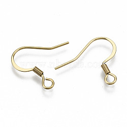 304 Stainless Steel French Earring Hooks, Flat Earring Hooks, Ear Wire, with Horizontal Loop, Cadmium Free & Nickel Free & Lead Free, Real 18K Gold Plated, 17~19x18.5mm, Hole: 2mm, Pin: 0.7mm(X-STAS-S111-006G-NR)