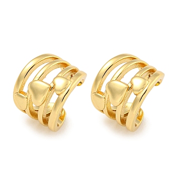 Brass Cuff Earrings, Heart, Real 18K Gold Plated, 13x11mm