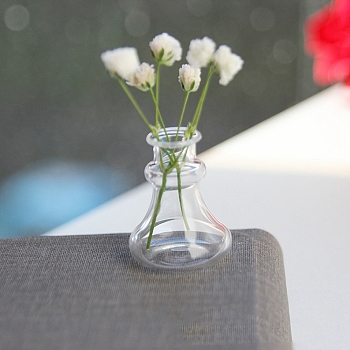 Glass Vase Ornaments, Micro Landscape Home Dollhouse Accessories, Pretending Prop Decorations, Clear, 27x22mm