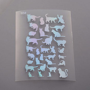 Waterproof Transparent Plastic Stickers, Laser Effect Decorative Stickers, Filling Material for Resin Art, Cat Pattern, 150x110x0.1mm