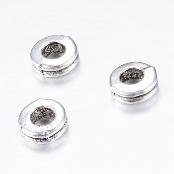 Tibetan Style Alloy Spacer Beads, Donut, Cadmium Free & Lead Free, Antique Silver, 6x2mm, Hole: 3mm, about 3440pcs/1000g