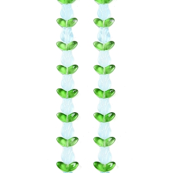 Transparent Glass Bead Strands, Flower, Light Cyan, 10x8x4mm, Hole: 0.8mm, about 27pcs/strand, 16.5''(42cm)