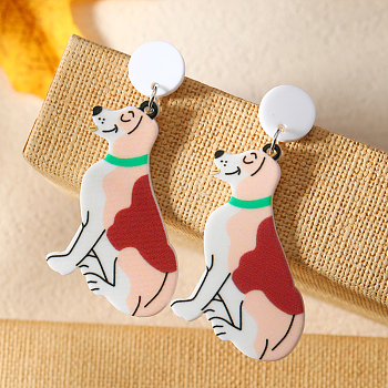 Funny Animal Acrylic Stud Earrings, Dog