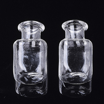 Handmade One Hole Blown Glass Globe Cover, For Bottle Pendant Making, Clear, 25x14~14.5x14~14.5mm, Hole: 6~6.5mm, Bottle Capacity: 2.4ml(0.08 fl. oz)